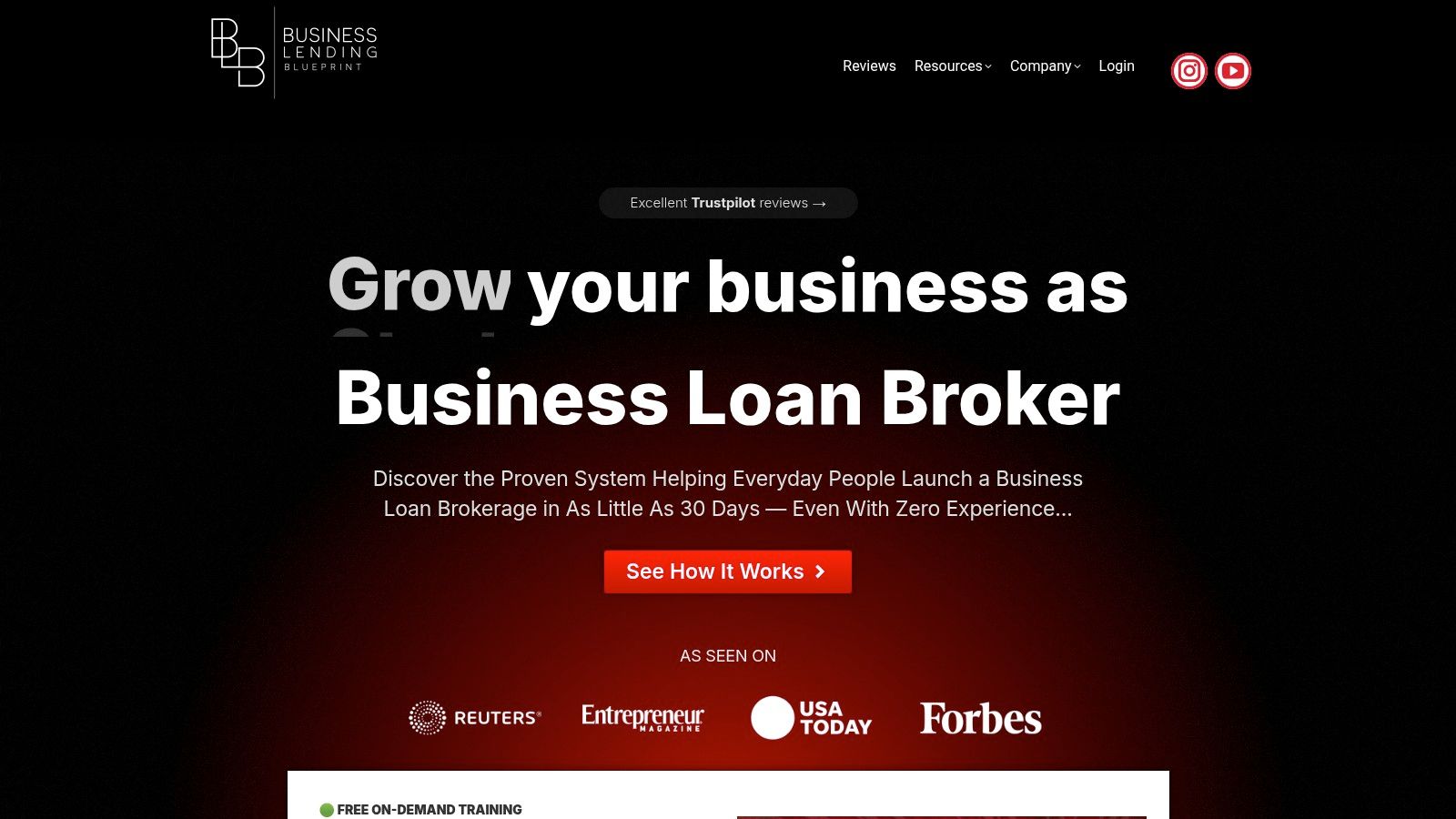 Screenshot from https://businesslendingblueprint.com