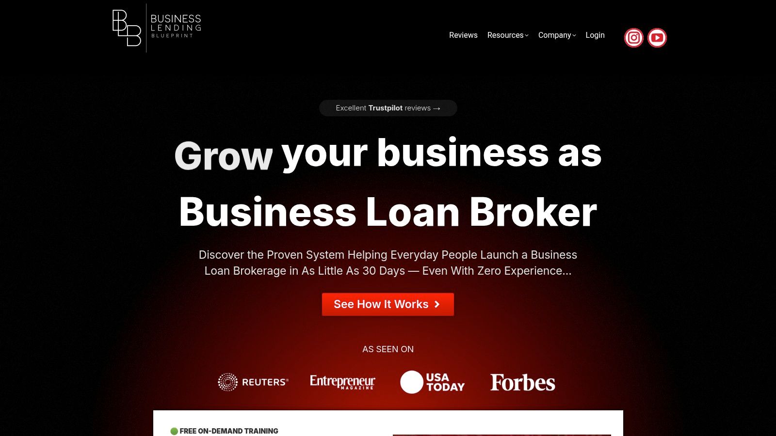 Screenshot from https://businesslendingblueprint.com