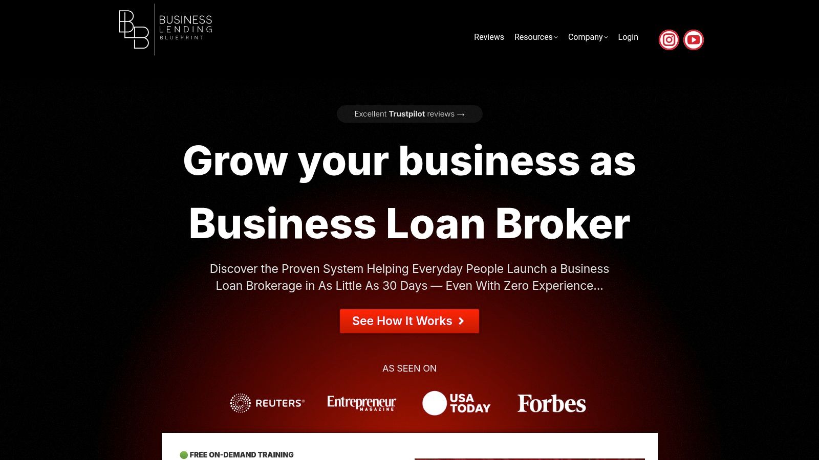 Screenshot from https://businesslendingblueprint.com