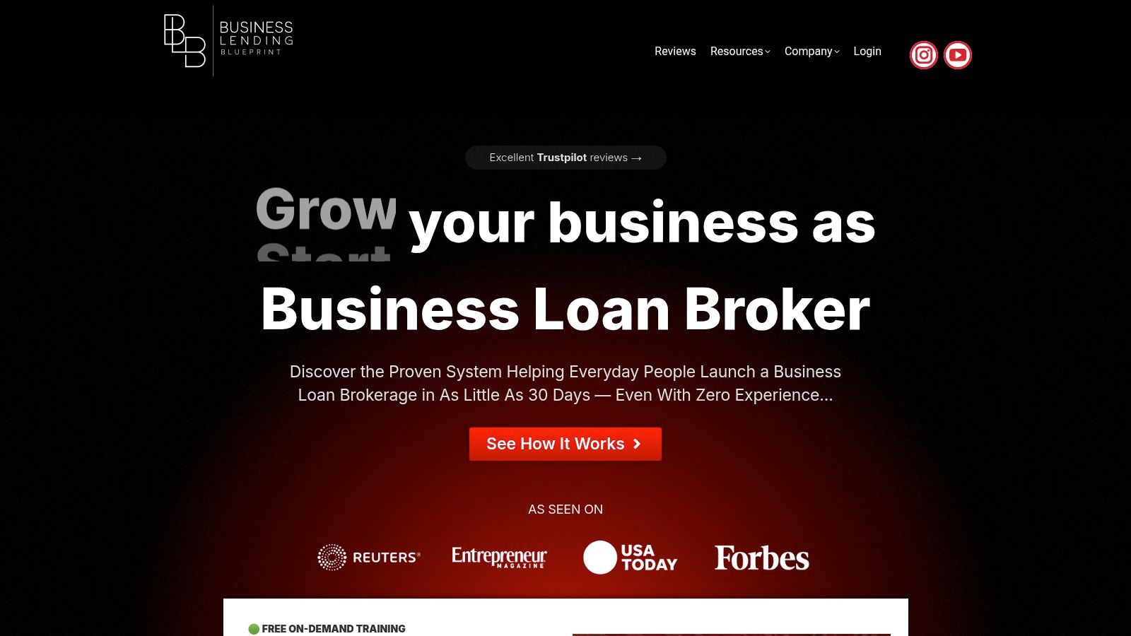 Screenshot from https://businesslendingblueprint.com