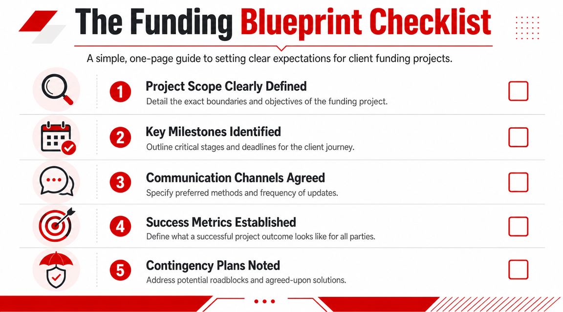A five-point checklist for funding projects to help professionals set clear expectations for their clients.