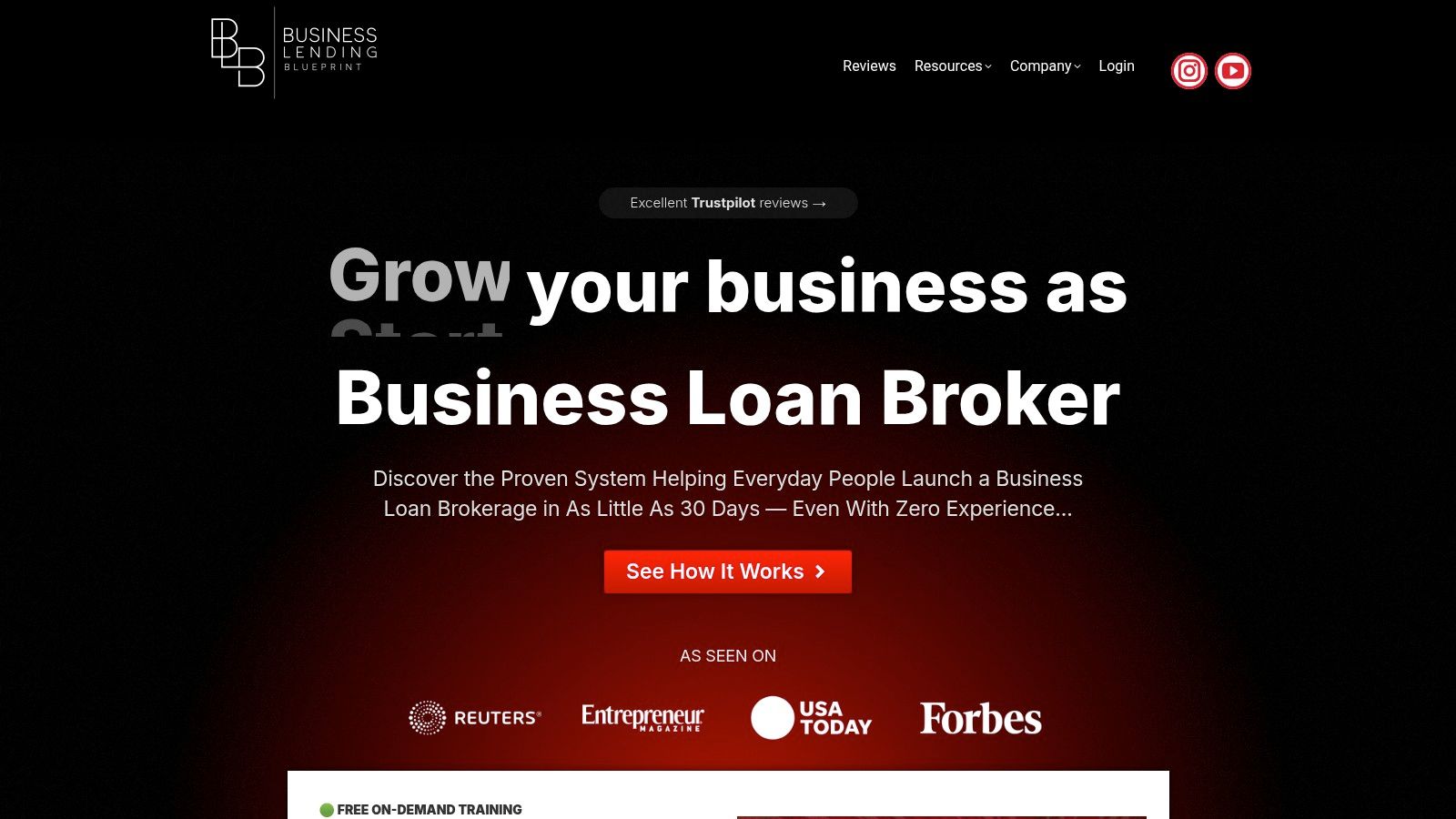 Screenshot from https://businesslendingblueprint.com