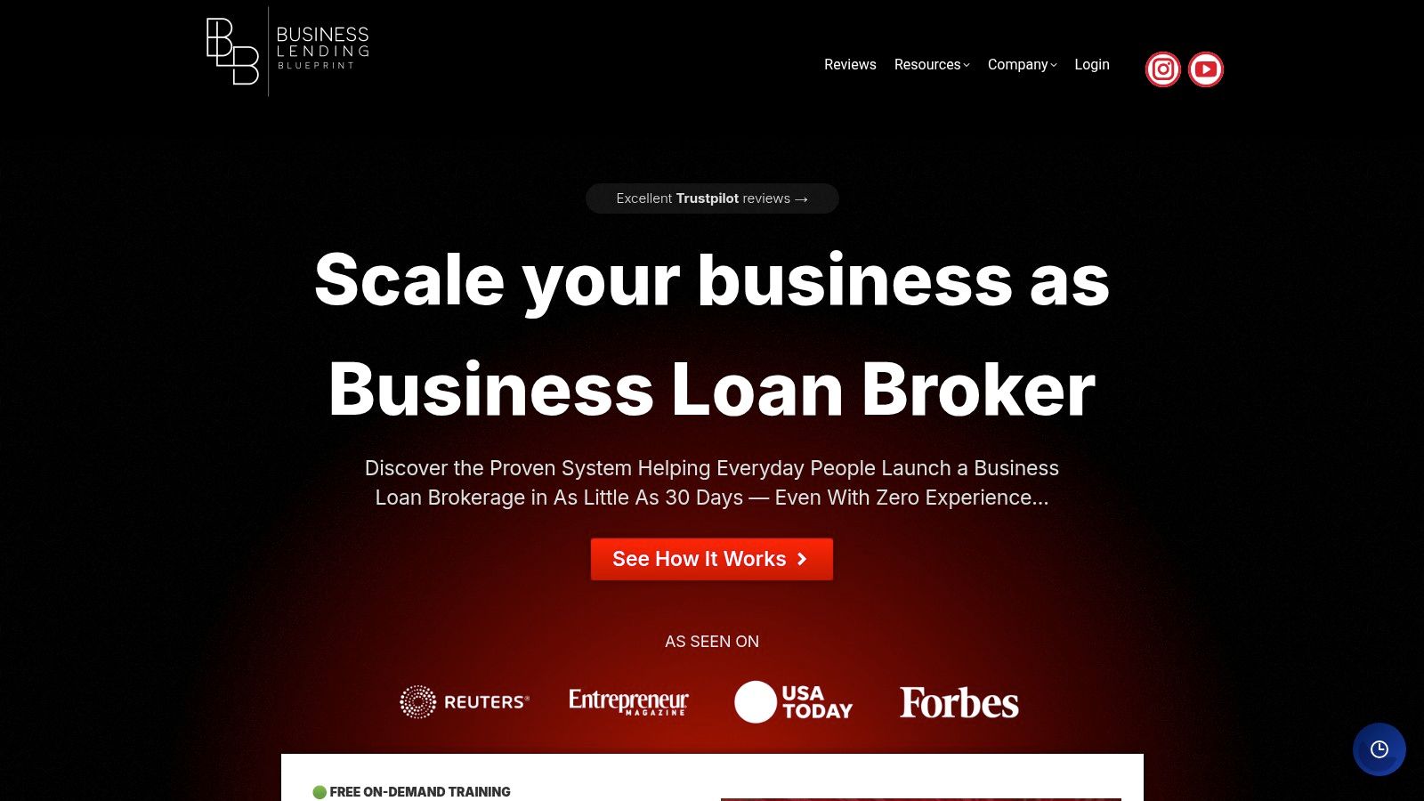 Screenshot from https://businesslendingblueprint.com